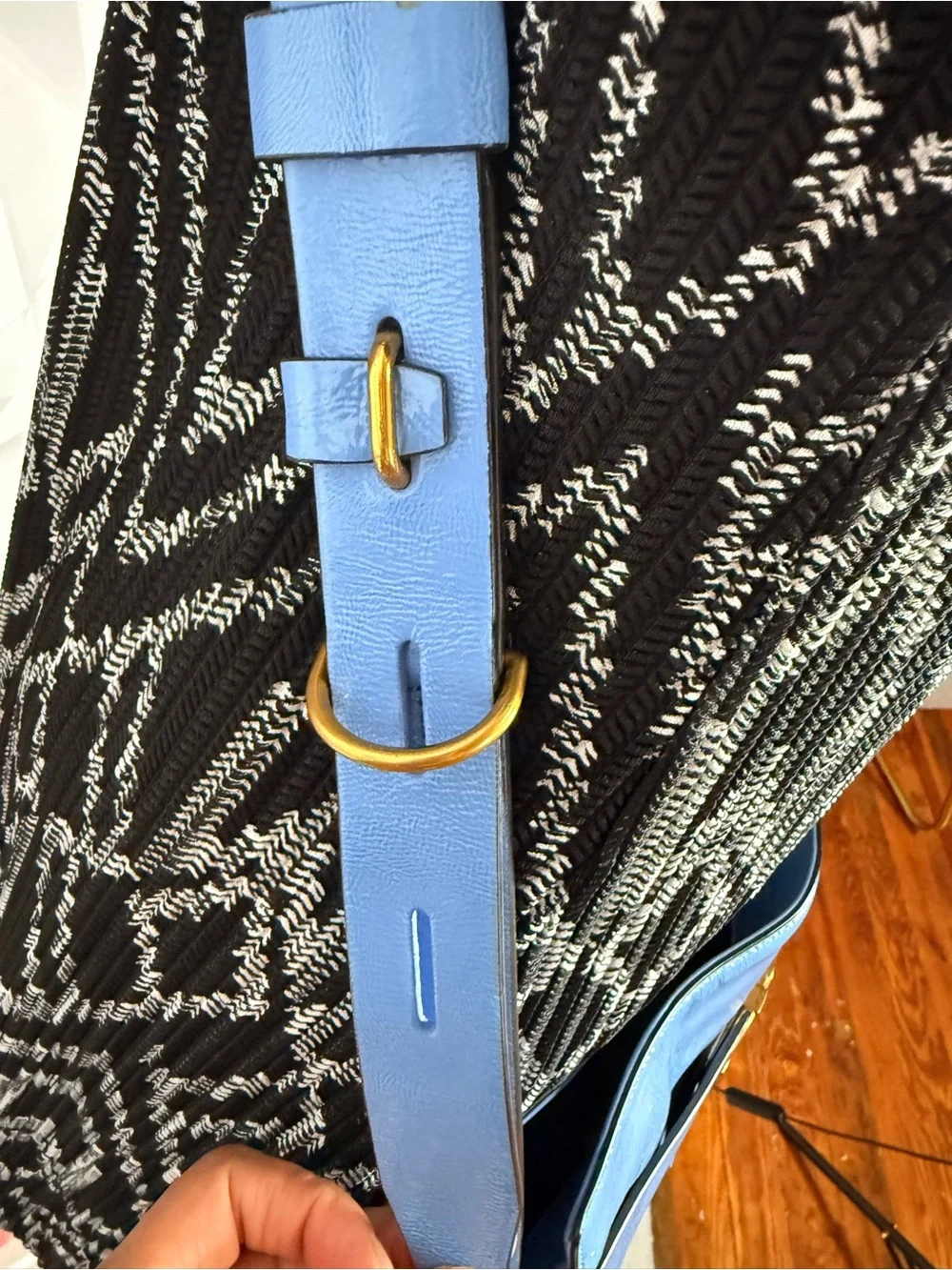 Tory Burch Sky Blue Leather Crossbody with Gold-Tone Hardware